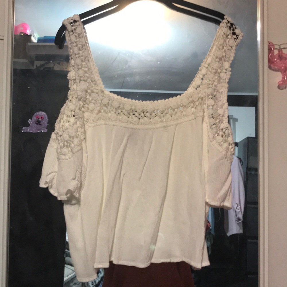 Worn once White crochet off the shoulder top